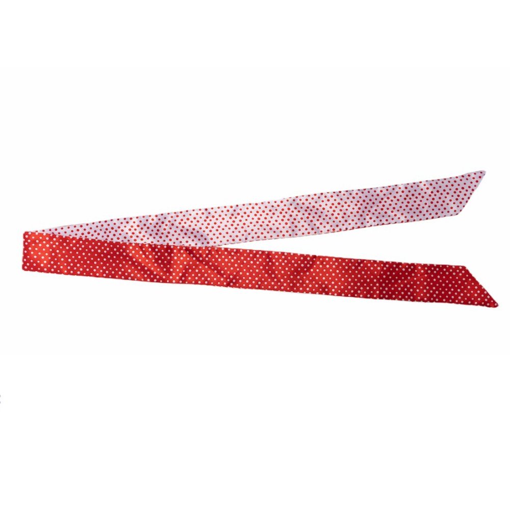 Red polka dot reversible silky retro skinny scarf